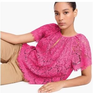 J. Crew Hot Pink Lace Top